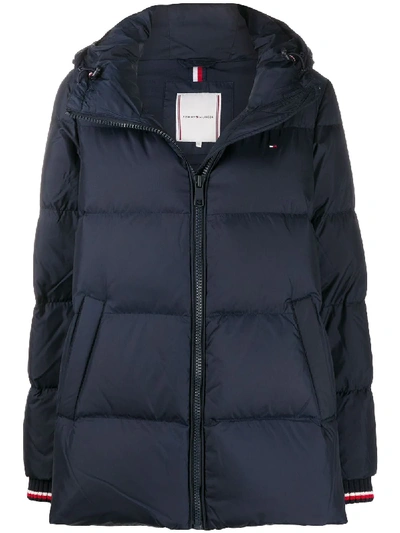 Shop Tommy Hilfiger Hooded Padded Jacket In Blue