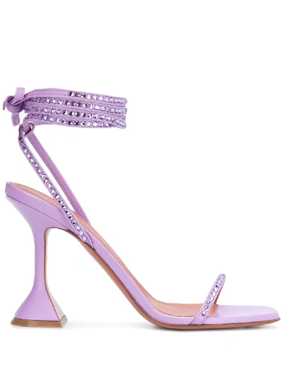 Shop Amina Muaddi Vita Crystal Sandals In Purple
