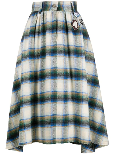Golden Goose Checkered High-waist Cotton Skirt In Green