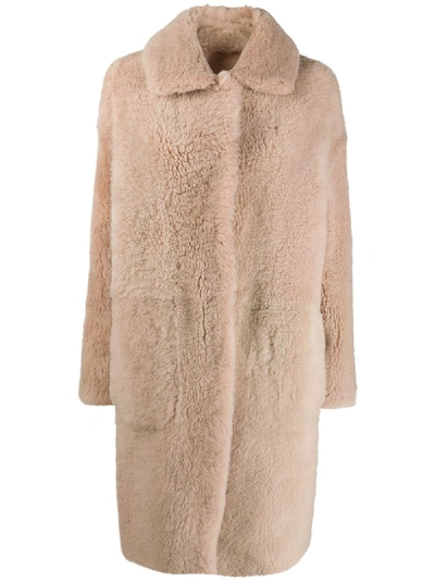 Shop Manzoni 24 Reversible Shearling Coat In Pink