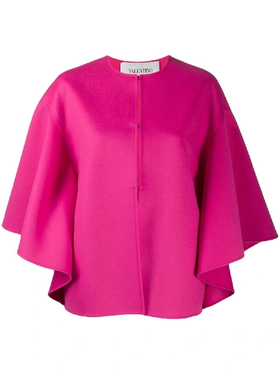 Shop Valentino Double-faced Compact Drape Cape In Pink