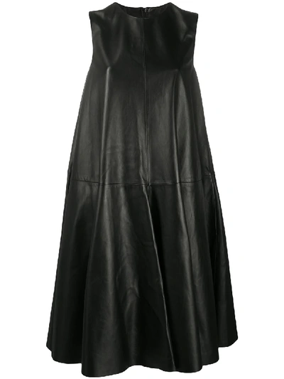 Shop Loewe Sleeveless Leather Dress In Black