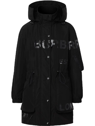 Shop Burberry Logo Print Raincoat In Black