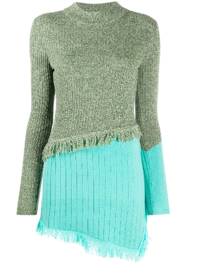 Shop Andersson Bell Asymmetrical Color Blocking Sweater In Green