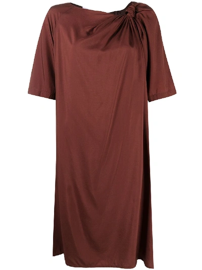 Shop Christian Wijnants Deka Knot-detail Dress In Brown