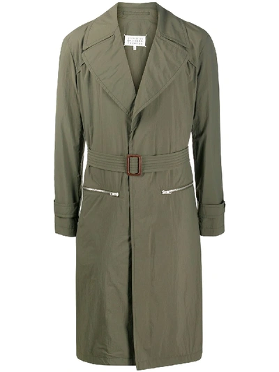 Shop Maison Margiela Belted Trench Coat In Green