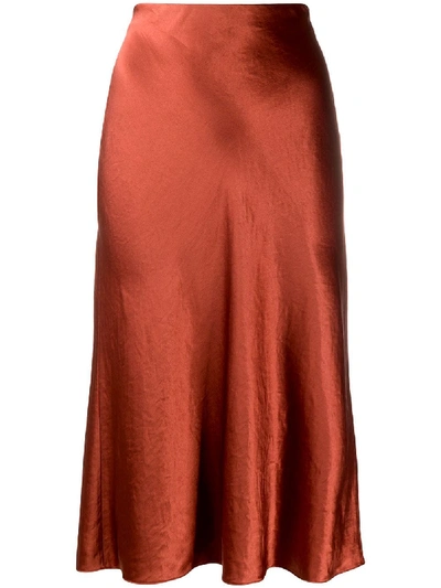 Shop Vince Satin Slip Skirt In Brown