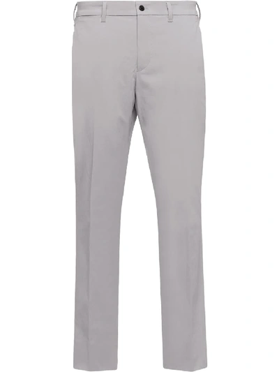 Shop Prada Gabardine Chino Trousers In Grey