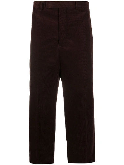 Shop Rick Owens Corduroy Straight-leg Trousers In Red