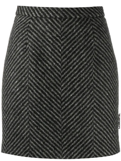 Shop Off-white Diagonal Stripe Mini Skirt In Black