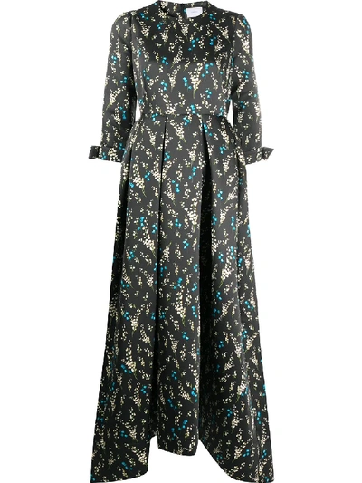 Shop Erdem Helenium Floral Print Gown In Black