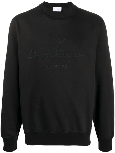Shop Ferragamo Sweatshirt Mit Logo-stickerei In Black