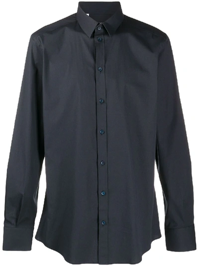 Shop Dolce & Gabbana Gold-fit Poplin Shirt In Blue