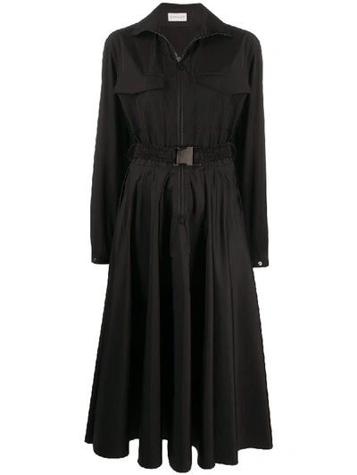 Shop Moncler Belted Midi Dress In Black