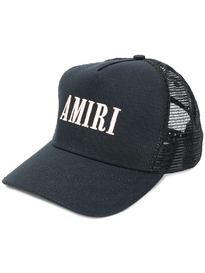 Shop Amiri Logo Mesh-panel Cap In Black