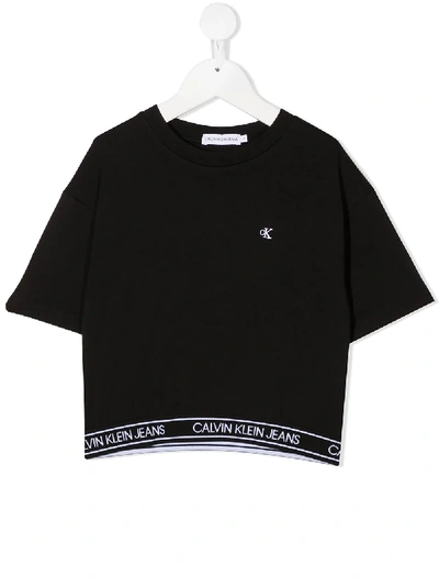 Shop Calvin Klein Logo Strap T-shirt In Black