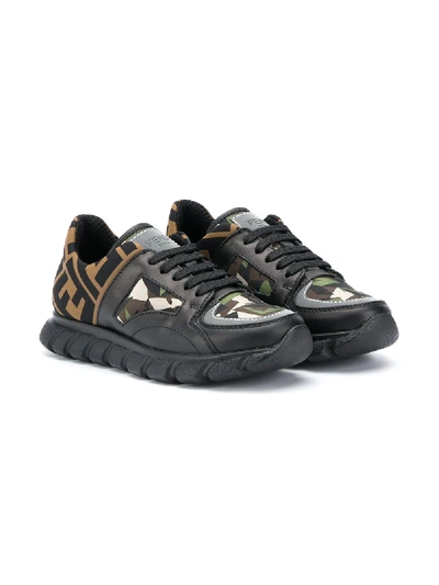 Shop Fendi Ff Camouflage Sneakers In Black