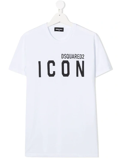 Shop Dsquared2 Teen Icon Logo T-shirt In White