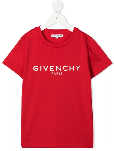 Shop Givenchy Crew Neck Logo T-shirt In Red