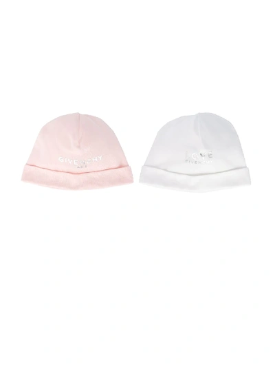 Shop Givenchy Logo Print Hat Set In White