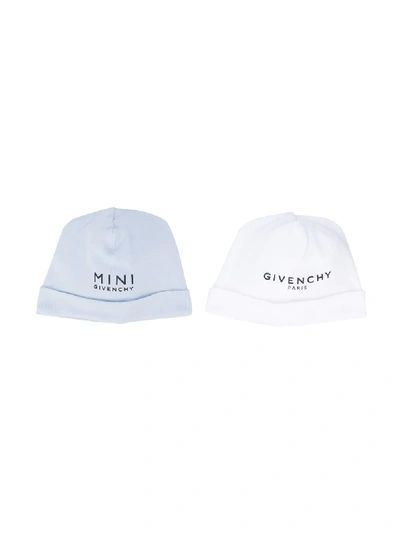 Shop Givenchy Logo Print Hat Set In Blue