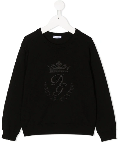 Shop Dolce & Gabbana Heritage Embroidery Jumper In Black