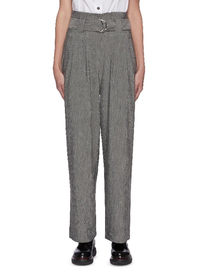 Shop Ganni High Waist Belted Suiting Pants In Grey