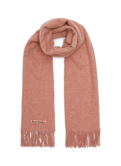 Shop Acne Studios Fringed Edge Wool Scarf In Pink
