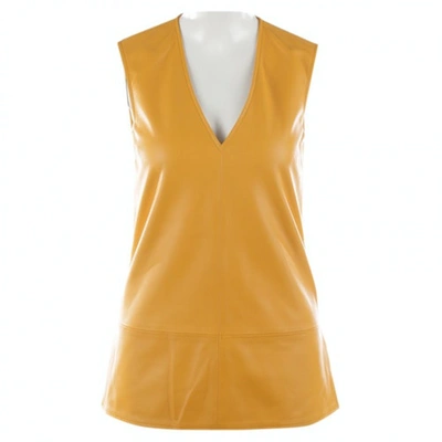 Pre-owned Joseph Leather Top In Yellow