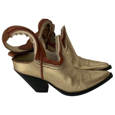 Pre-owned Maison Margiela Gold Leather Ankle Boots