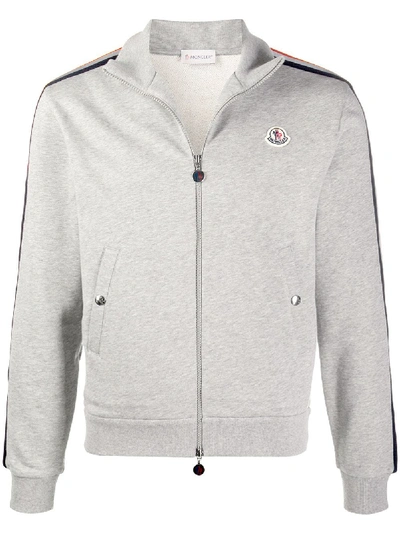 Shop Moncler Logo Patch Track Jacket In Grey