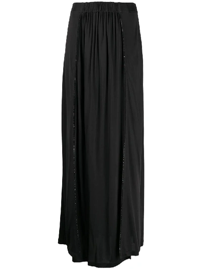 Shop La Perla Side Slit Midi Skirt In Black