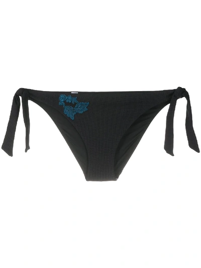 La Perla Floral-embroidery Bikini Bottom In Black