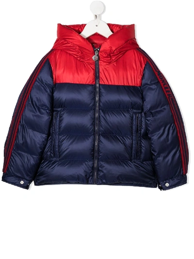 Shop Moncler Colour-block Down Padded Jacket In Blue