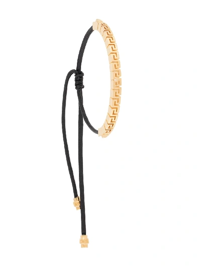Shop Versace Greca Drawstring Bracelet In Gold