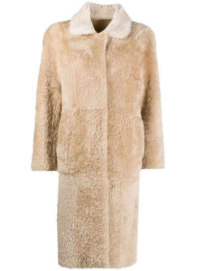 Shop Sylvie Schimmel Reversible Shearling Long Coat In Neutrals