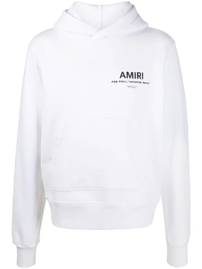 Shop Amiri Logo-print Cotton Hoodie In White