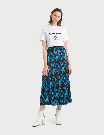 Shop Marine Serre Wrap Midi Skirt In Radioactive Flower Print In Blue