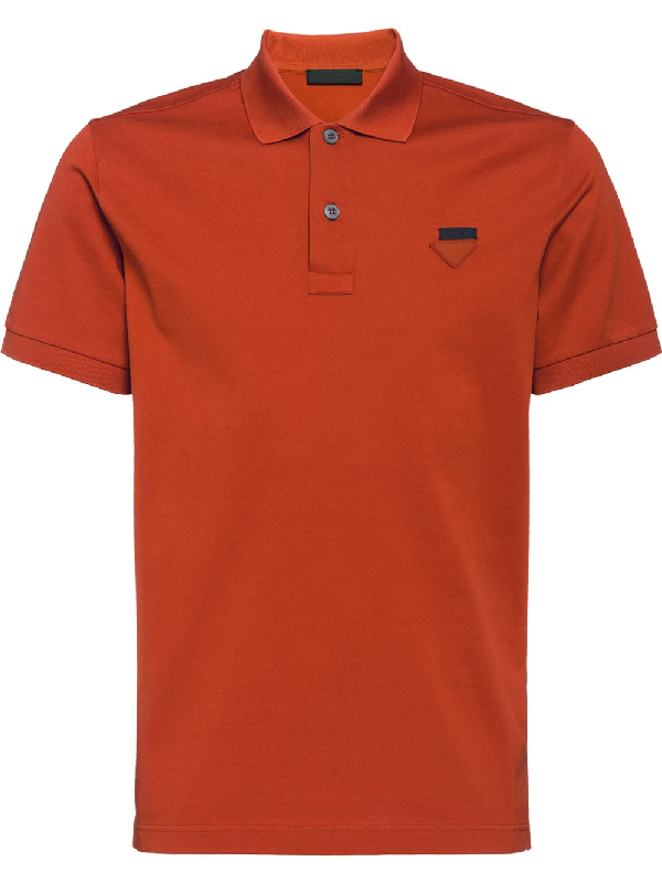 Prada Logo Short-sleeve Polo Shirt In Orange | ModeSens