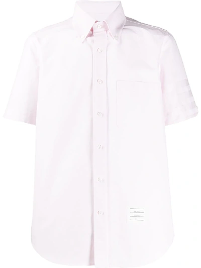 Shop Thom Browne Satin Weave 4-bar Shirt In Pink