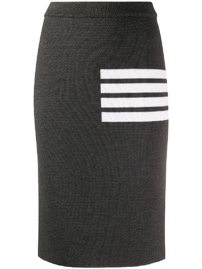 Shop Thom Browne 4-bar Links Stitch Pencil Skirt In Grey