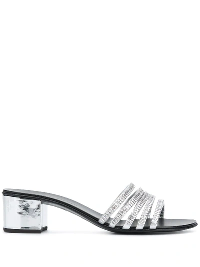 Shop Giuseppe Zanotti Michela Gemstone Sandals In Silver