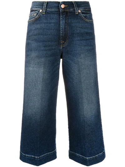 Shop 7 For All Mankind Luxe Vintage Wide-leg Cropped Jeans In Blue