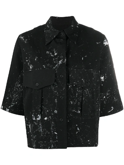 Shop Song For The Mute Paint-splatter Short Sleeve Shirt In Black
