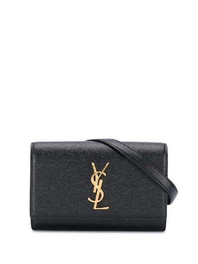 Shop Saint Laurent Logo-plaque Belt Bag In Black