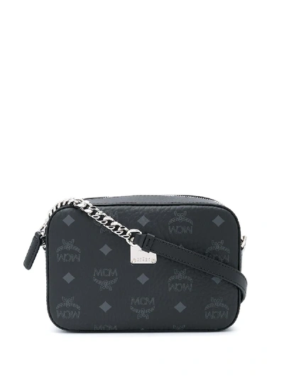 Shop Mcm Visetos Monogram Print Leather Bag In Black