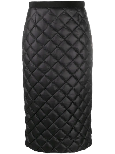 Shop Moncler Feather-down Quilted Pencil Skirt In Black
