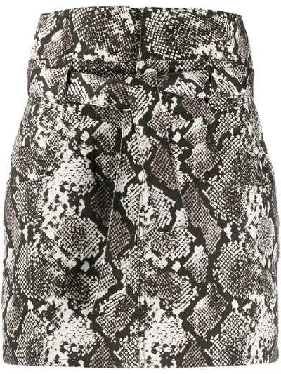 Shop Attico Snake Print High-waisted Skirt In White