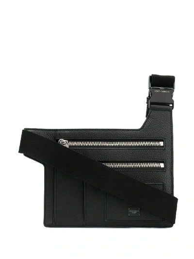 Shop Dolce & Gabbana Angular Multi-zip Leather Belt Bag In Black