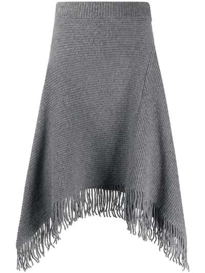 Shop Paco Rabanne Ribbed Knit Midi Skirt In Grey